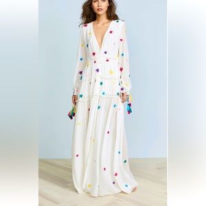 Rococo SAND Stellar long silk sequin star embellished maxi dress size small